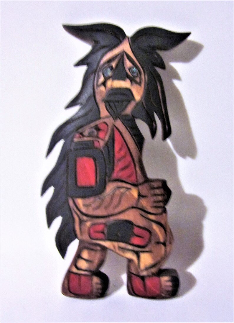 Coast Salish First Nation /'Sasquatch/' Bigfoot Salmon Carving West Coast Native Indigenous Art