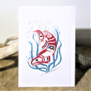 Northern Tuchone Yukon First Nations &#39;&#39;Salmon Eagle&#39;&#39; Native Indigenous Art Post Card & Envelope 6&#39;&#39;x9&#39;&#39;