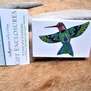 Ensemble de 8 petites enveloppes « Colibri » de la Première Nation Cherokee, art autochtone autochtone du Sud-Est
