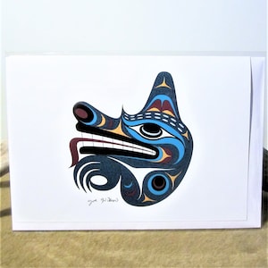 Premières Nations des Salish de la côte ''The Wolf'' Pacific North West Native Indigenous Art Carte postale et enveloppe 6 1/4"x 8 7/8''