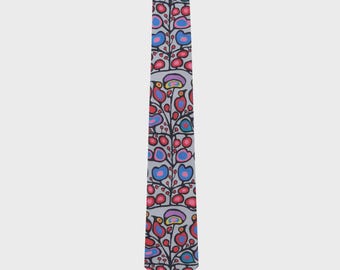 Anishinaabe First Nation 'Woodland Floral' Silk Neck Tie Kravat Eastern Woodlands Native Indigenous Art Fashion Gift