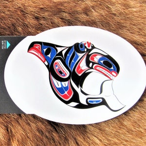 Norther Tuchone First Nation 'Killer Whale Design' Vinyl Sticker Decal Pacific Sub Arctic Native Indigenous Art