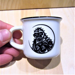 Coast Salish First Nation ''Sasquatch'' Ceramic Espresso / Whiskey Mug 3 oz Pacific North West Native Indigenous Art