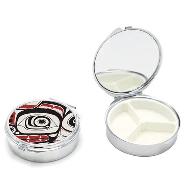 Tsimshian First Nation 'Matriarch Bear' Pill Case With Mirror Pacific North West Coast Native Indigenous Art