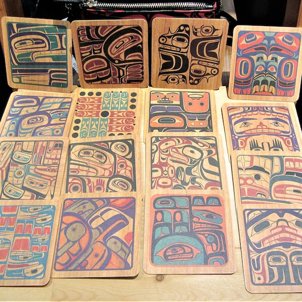 Pacific North West Coast First Nations Coaster Set of 16 Square Native Indigenous Art 32 designs