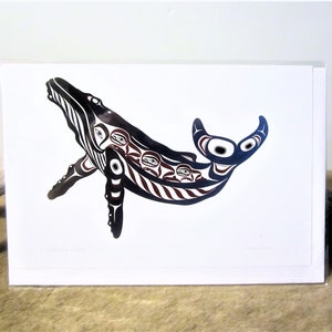 Tlingit Yukon First Nations ''Humpback Whale'' Native Indigenous Art Post Card & Envelope