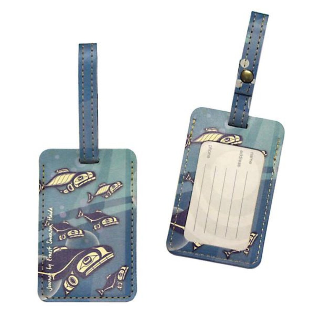 Wasama Etichetta Per Bagagli In Vera Pelle Pieno Fiore - Protezione RFID, TagAlong ICY Frost Grey