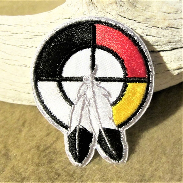 First Nations 'Medicine Wheel' Iron On Embroidered Great Plains Eastern Woodlands Sub Arctic Patch Native Indigenous Art