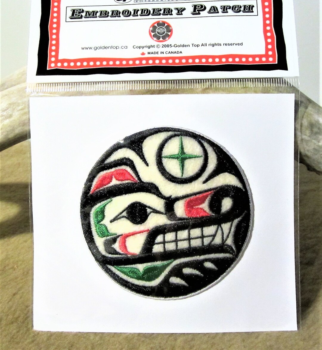 First Nations 'wolf' Embroidered Patch 3.5'' Pacific North West Coast