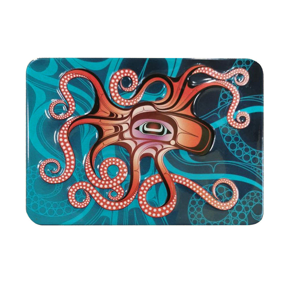 Haida First Nation 'octopus' Embossed Metal Fridge Magnet Pacific