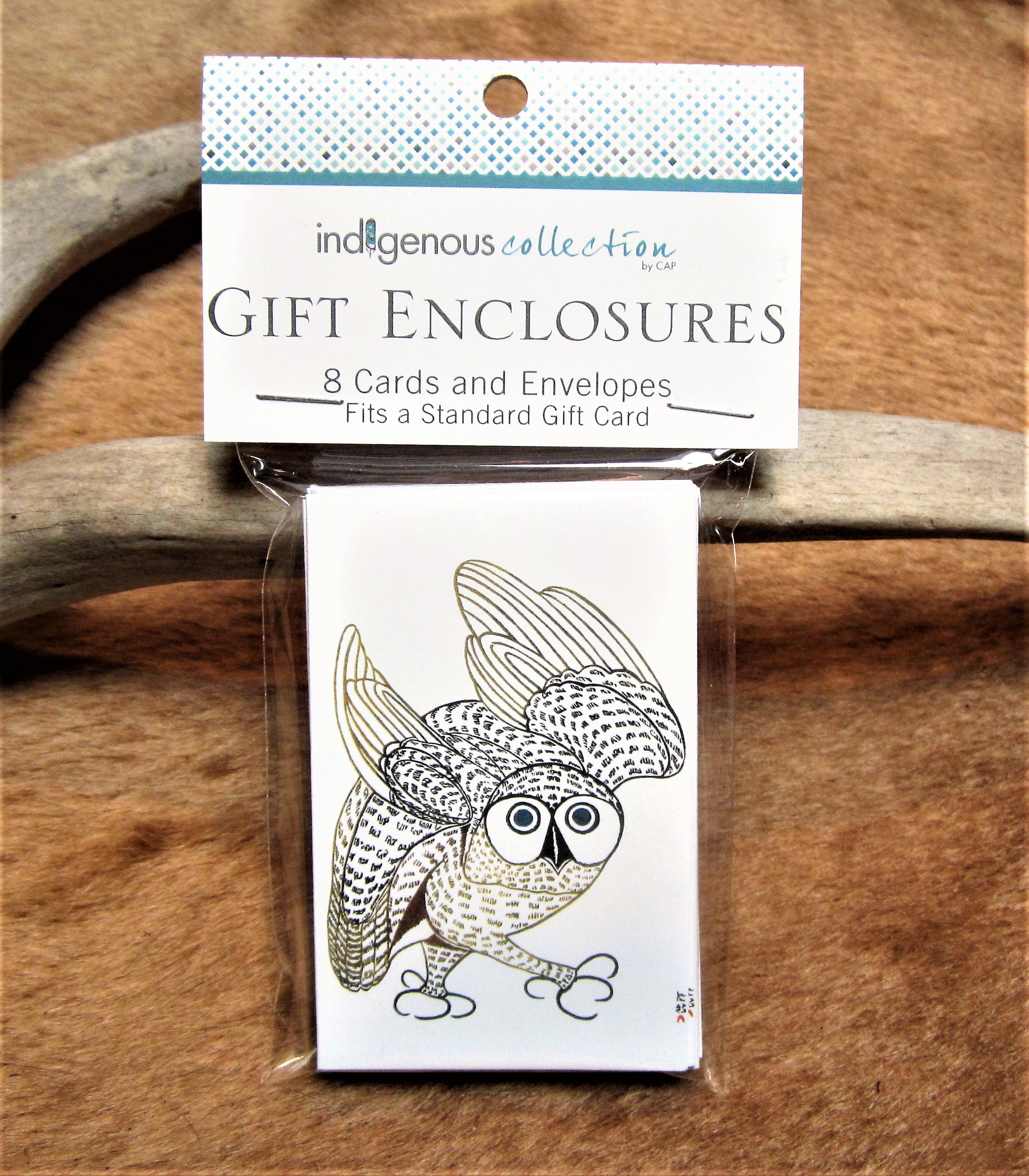 Inuit Nation 'Summer Owl' Small Gift Enclosures Set of 8 Cards & Envelopes Arctic Native