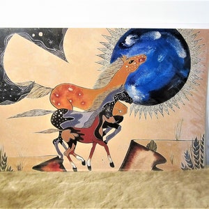 Navajo und Laguna Pueblo First Nation &#39;Gefleckte Ponies&#39;&#39; Zeitgenössisches Großes Leinwand Native Indigene Kunst Poster