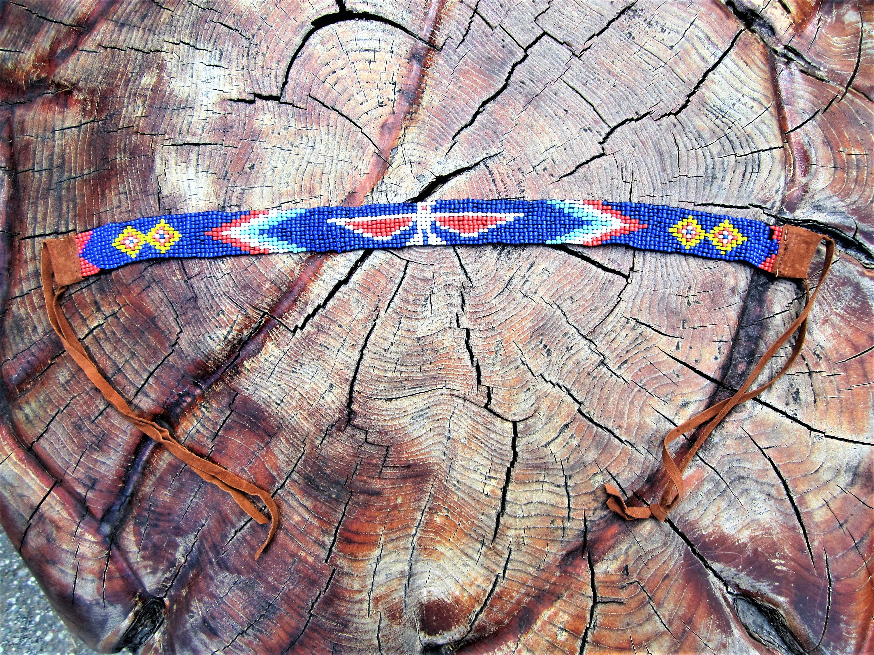 Cinturino Wither In Pelle Con Perline Navajo – Design Thunderbird – Taglia Cavallo 23-29 - Foto 5