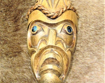 Harry Williams 'Under Sea Chief' Cedar Mini Mask Carving West Coast  Native Art