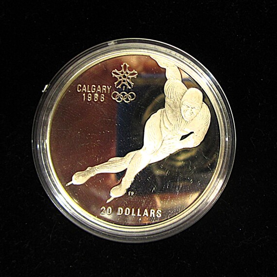 CANADA - 1985 CALGARY 1988 Speed Skating 20 Dollar 1 Troy Ounce