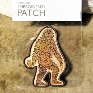 Coast Salish First Nations &#39;Sasquatch&#39; Iron On Embroidered Patch 3.5&#39;&#39; Pacific North West Native Indigenous Art