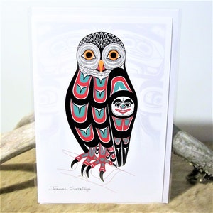 Tlingit Yukon First Nations ''Owl'' Pacific North West Coast Native Indigenous Art Post Card & Envelope