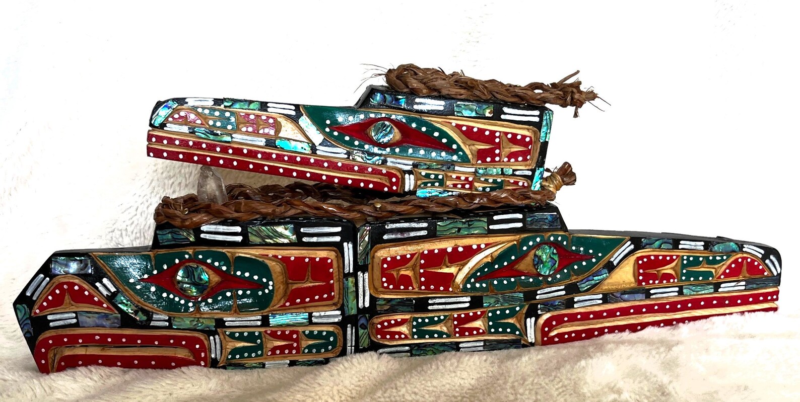 Kwakiutl First Nation 'eagle & Raven' Cedar Rattle Carving Pacific ...
