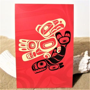 Haida First Nations '' Thunderbird & Orca '' Art autochtone de la côte nord-ouest du Pacifique Carte postale