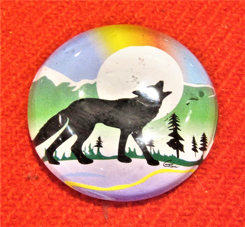 First Nations Native Westcoast Wolf Glass Stick On Fridge Magnet