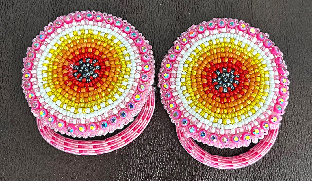 Cree First Nations Hand Beaded Pink 'sunburst' Hair Tie Great Plains ...