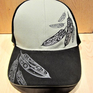 Gitxsan First Nations 'Feathers' Stretch Fit Ball Cap Hat Pacific North West Coast Native Indigenous Art