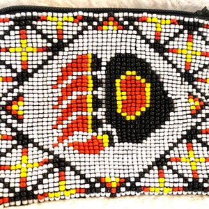 Anishinaabe Primera Nación Con Cuentas 'Pata de Oso' Monedero de Cambio de Moneda Bosques Orientales Arte Nativo Indígena