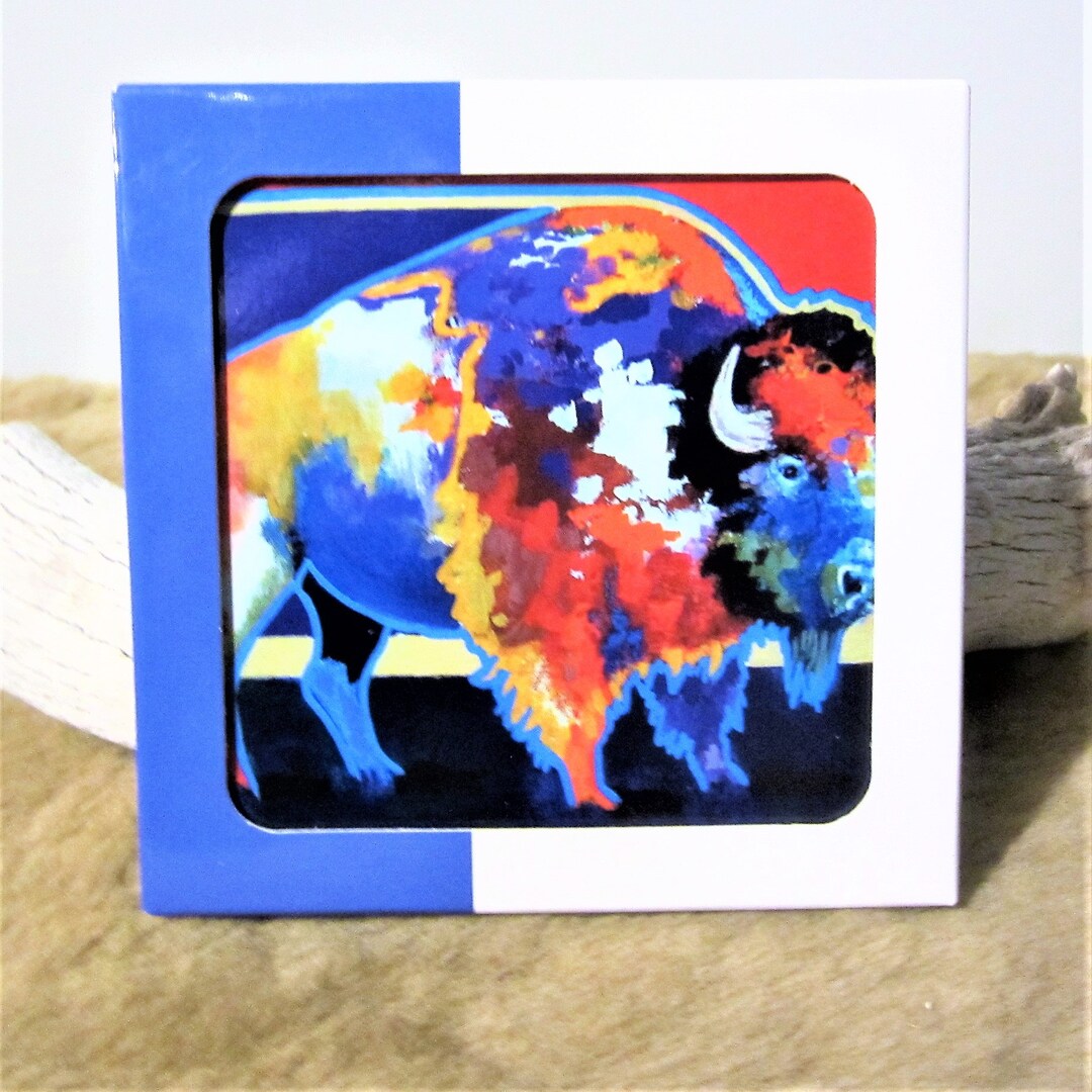 Cherokee First Nation bison Coaster Set of 4 Great Plains Indigenous
