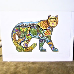 Carte postale et enveloppe d’art autochtone des Premières Nations Cherokee ''Mountain Lion''