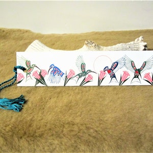 Northern Tuchone First Nation &#39;Hummingbirds&#39;&#39; Book Mark Contemporary Pacific North West Sub Arctic Native Indigenous Art