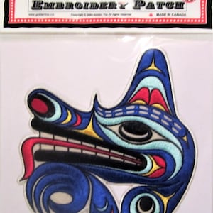 Coast Salish First Nations 'Wolf' Large Embroidered Patch Pacific North West Native Indigenous Art