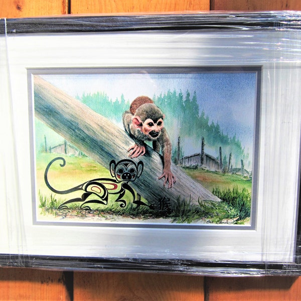 Pacific North West Coast First Nations Sue Coleman 'Emily's Pet' Contemporary Native Art Framed Picture Print