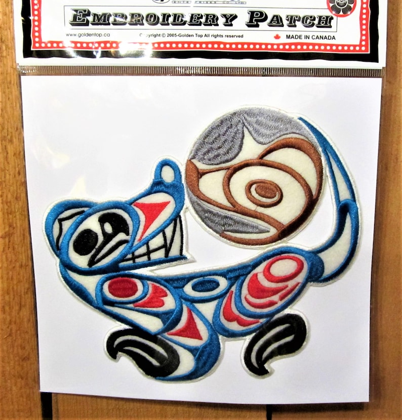 Large Coast Salish /'/'Wolf/'/' Embroidered First Nations Patch