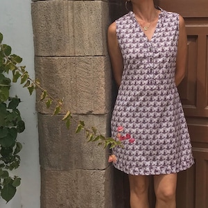 Organic cotton sleeveless shirt dress dyed with herbs and plants of the ayurvedic tradition- Summer organic cotton short dress