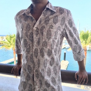 Men organic cotton classy shirt with long sleeves - Dyed with ayurvedic plants and herbs