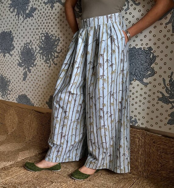 Wide Floaty Organic Cotton Trousers Herbal Dyed With Plants of the