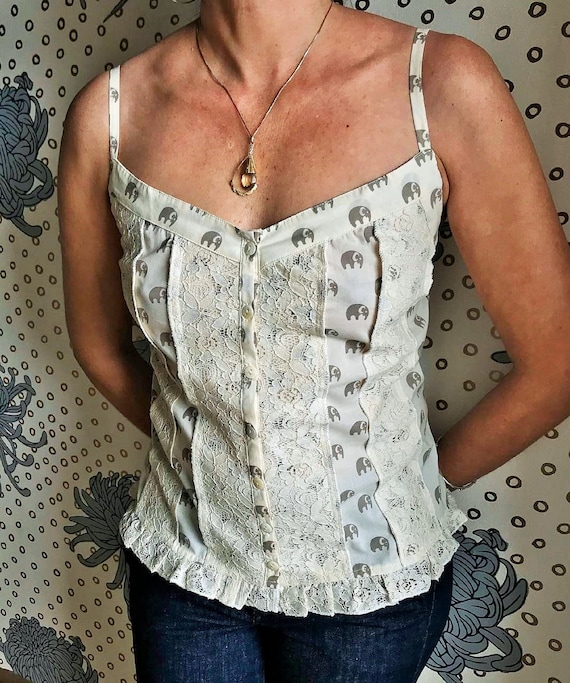 Lovely Sensual Organic Cotton Corset Top Herbal Dyed With Plants
