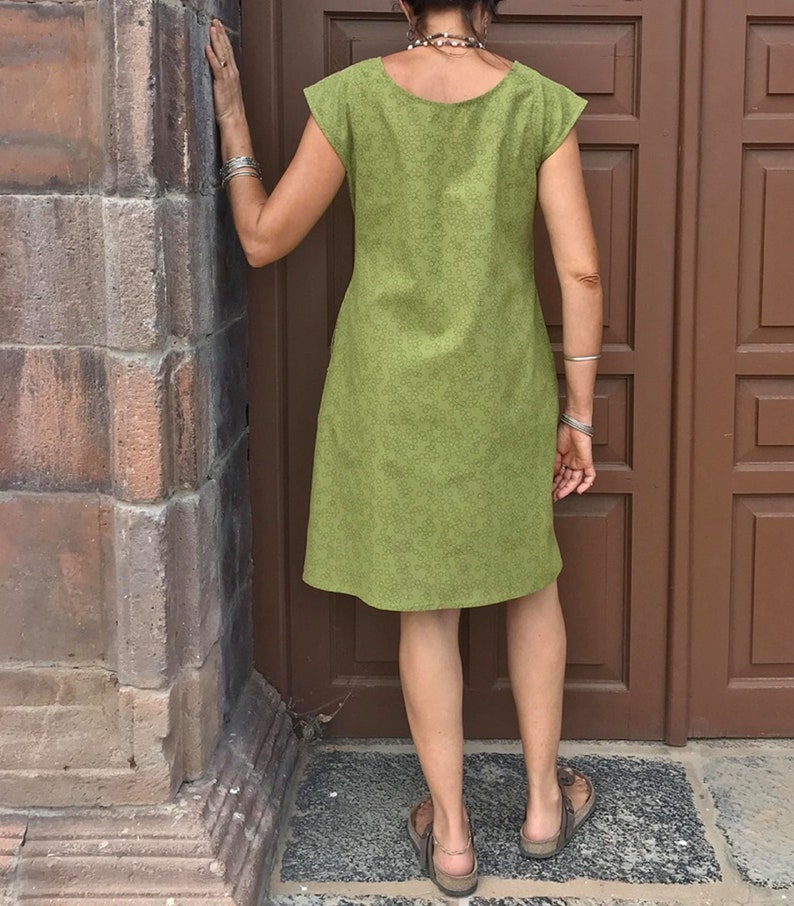 2 pockets very versatile dress Organic cotton simple and comfortable summer dress Dyed with herbs and plants of the ayurvedic tradition