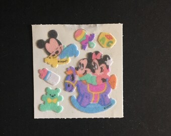 Sandylion vintage rare fuzzy Disney baby Mickey mouse stickers
