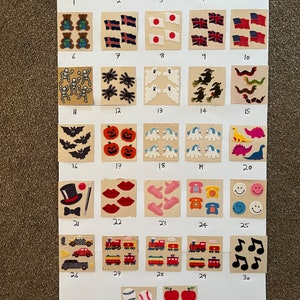 Sandylion vintage 80s very rare fuzzy brown back bears, Halloween, flags, plus other stickers - please choose from drop down list