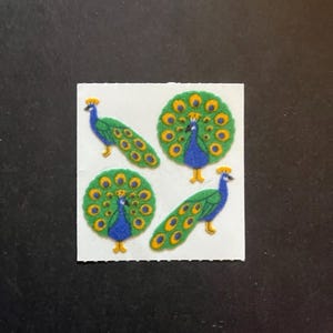 Sandylion vintage very rare fuzzy peacock stickers