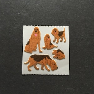 Sandylion vintage rare fuzzy blood hound dog stickers