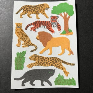 Sandylion ヴィンテージ 非常に珍しいファジー マキシ ライオン、トラ、ヒョウ ステッカー