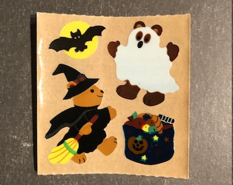 Sandylion Vintage Halloween Witch Bat Pumpkin Stickers 1 Square Retired
