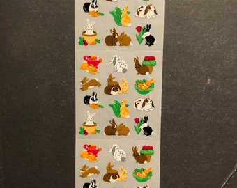 Sandylion vintage rare mini paper rabbit sticker strip