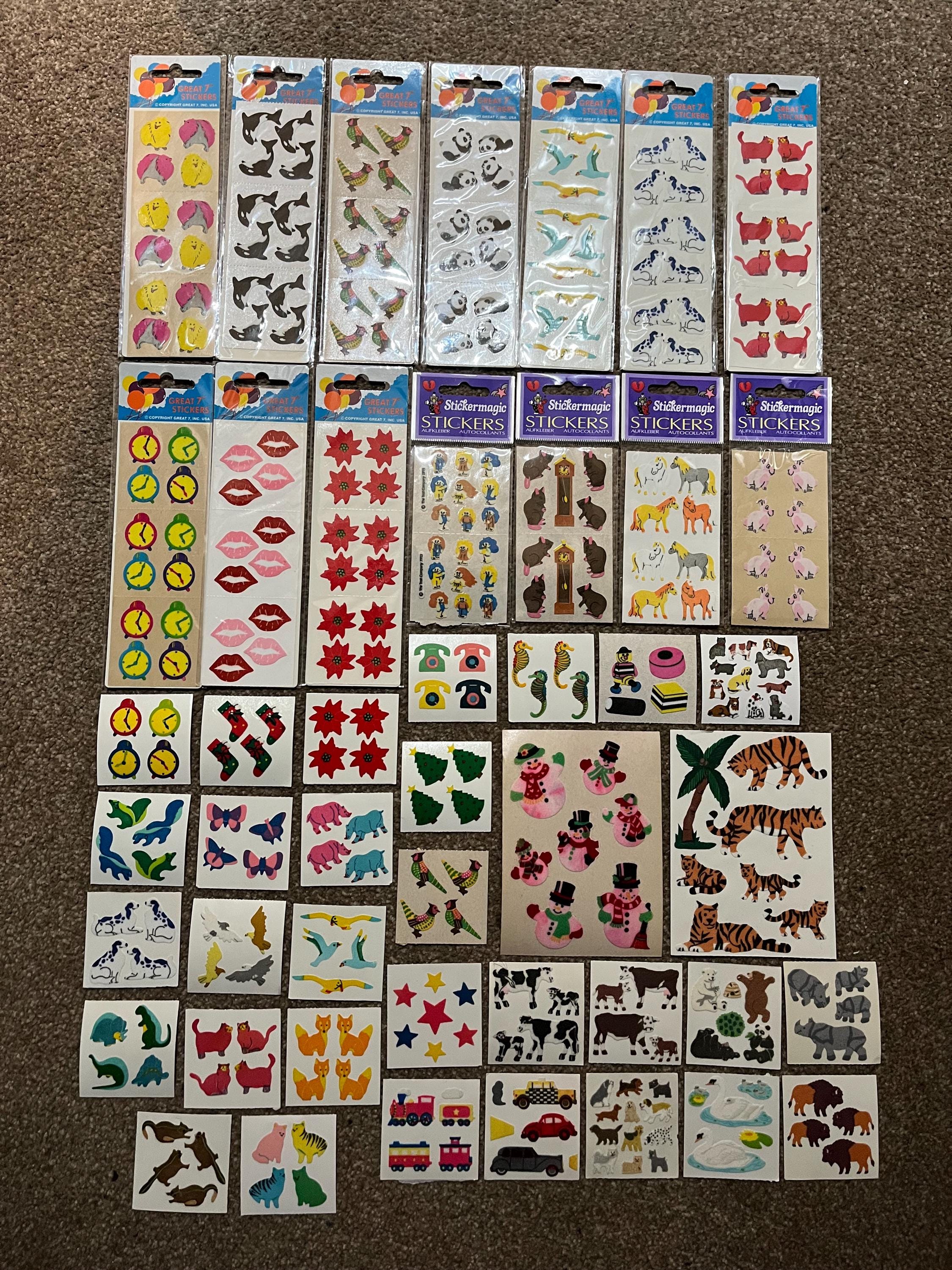 Sandylion , Stickermagic, Great Seven Large Fuzzy Sticker Lot