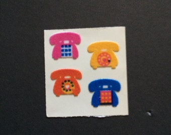 Sandylion vintage rare fuzzy telephone stickers