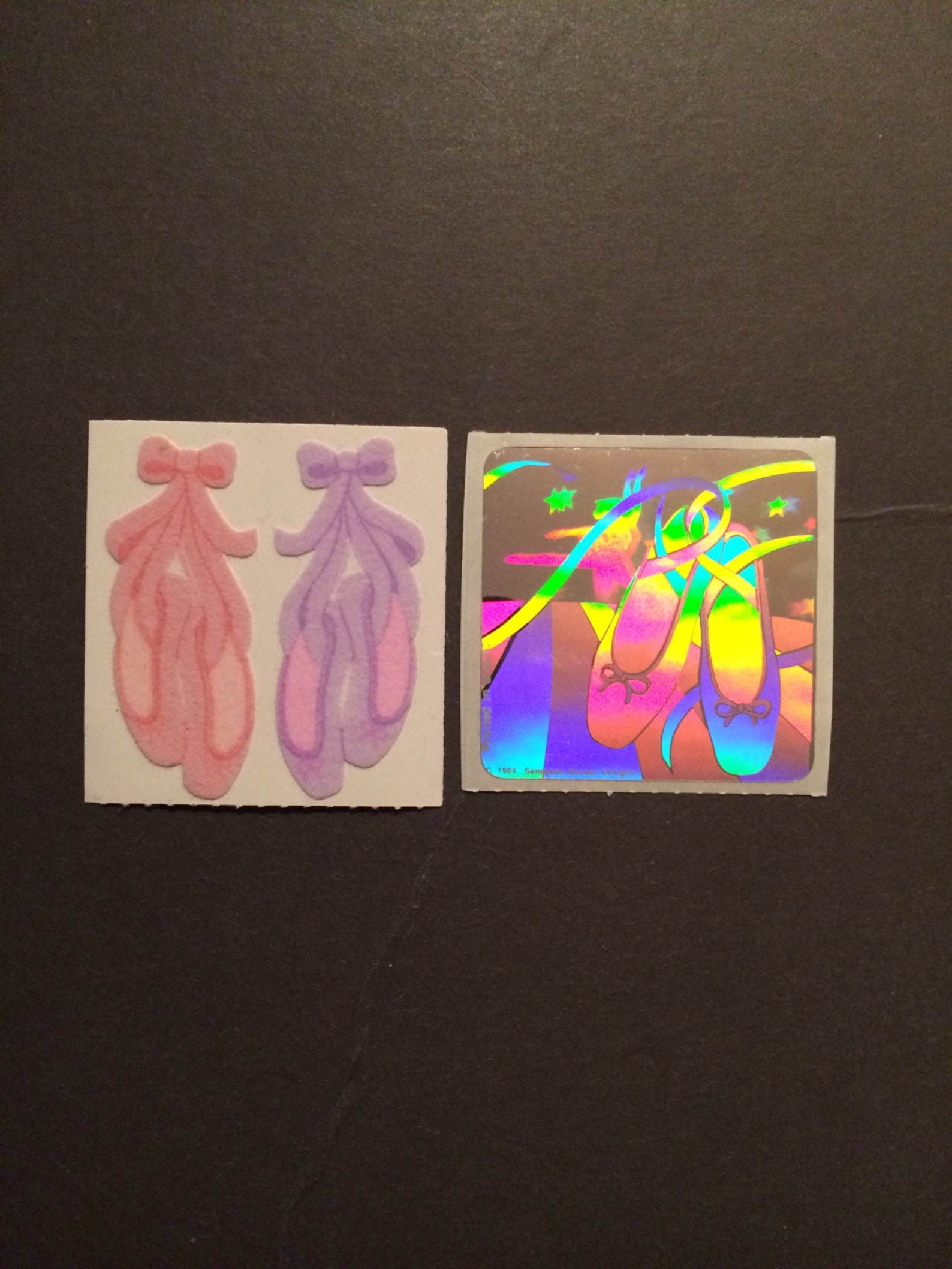 sandylion vintage 80s fuzzy and shiny/hologram ballet shoe stickers sandylion vintage 80s fuzzy and shiny/hologram ballet shoe stickers
