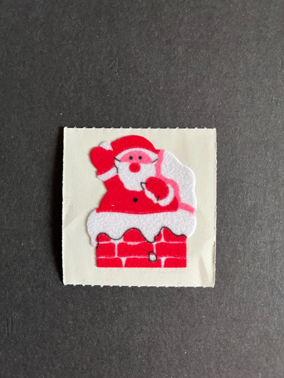 Sandylion Vintage Rare Fuzzy Santa in Chinmey Sticker - Etsy