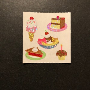 Sandylion vintage rare shiny/prismatic banana split, cake, ice cream stickers